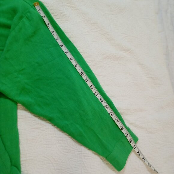 OSOS DESIGN Linen Blend Sz 24 Curve Lime Green Longsleeve  Blouse Womens Top - Picture 8 of 12